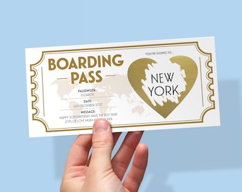 Personalised Holiday Surprise Reveal | Scratch Reveal Ticket | Custom Boarding Pass Card for Surprise Trip | Birthday Gift for Weekend Away