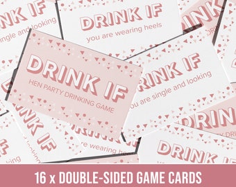 Drink If Game, Hen Party Games, Game for Your Bridal Shower, Hen Do Weekend, Party Accessories, 16 Pack of Dirty Fun Cards, Handy Sized Card