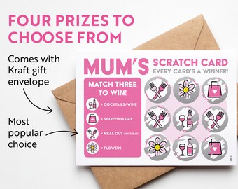 Tarjeta Rasca Para Mamá - Regalo Día De La Madre O Cumpleaños, Tamaño A6, 9 Paneles Para Rascar, Sorpresa Divertida