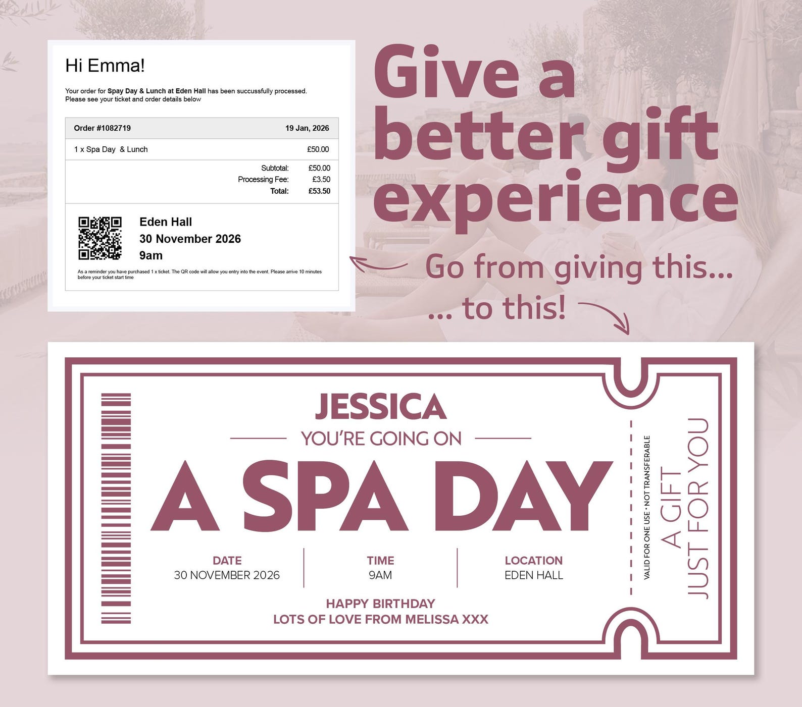 Personalised Spa Day Gift Voucher | Custom Birthday Gift Card | Printed ...