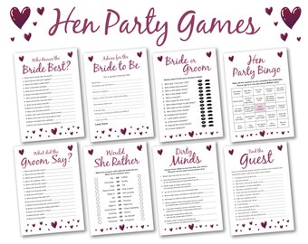 Hen Party Games, Bridal Shower Games, Bride to be Hen Night Games, Bachelorette Party, Drinking Games, Hen Do Dirty Rude Hen Games HPG001