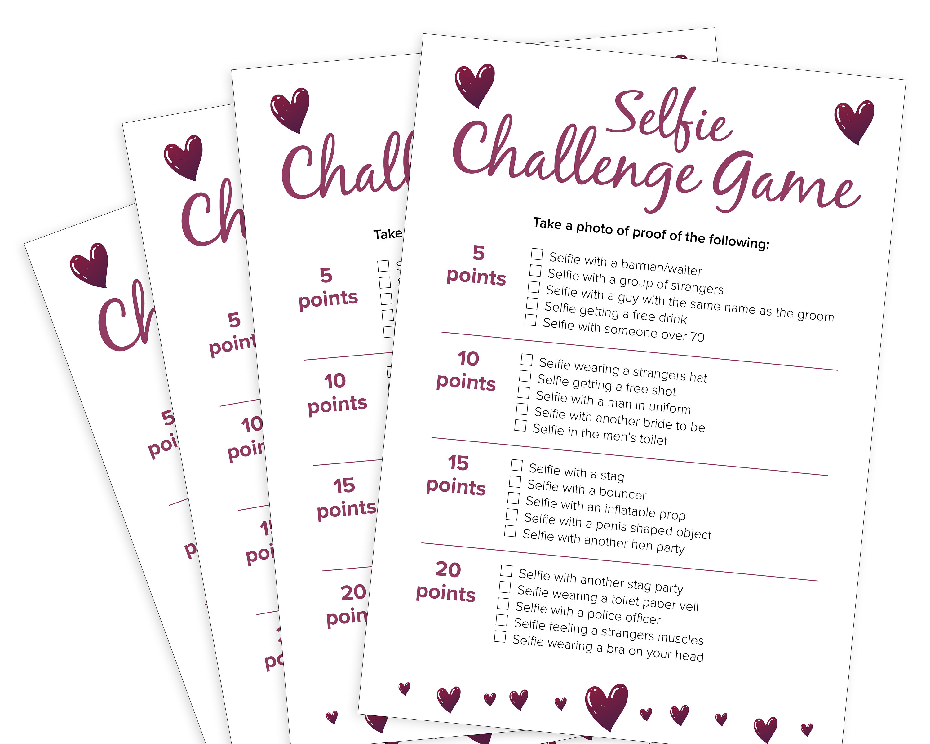 Hen Party Games Selfie Photo Challenge Cards Bachelorette - Etsy