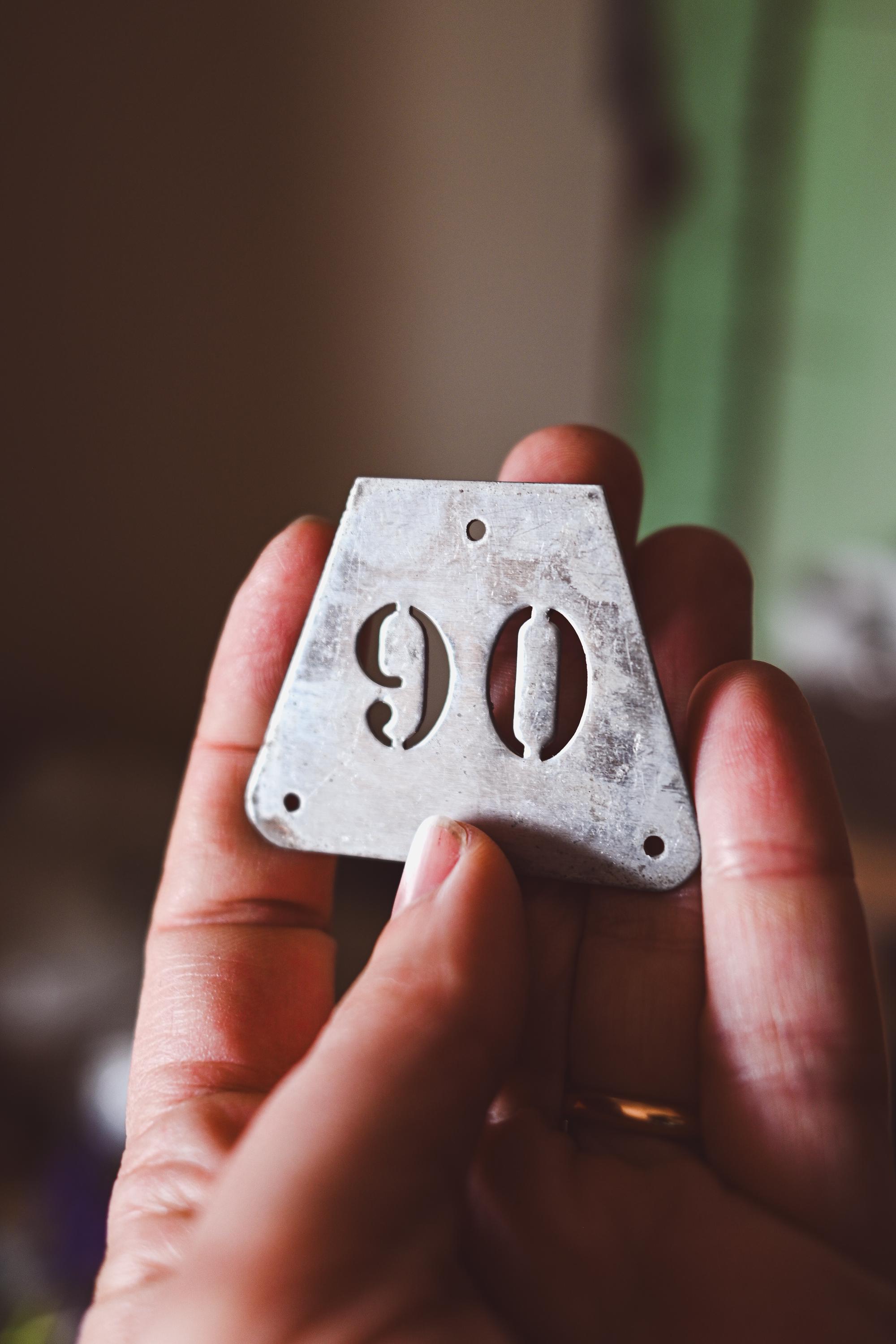 Vintage-inspired Industrial Galvanized Metal Number Label for Furniture ...