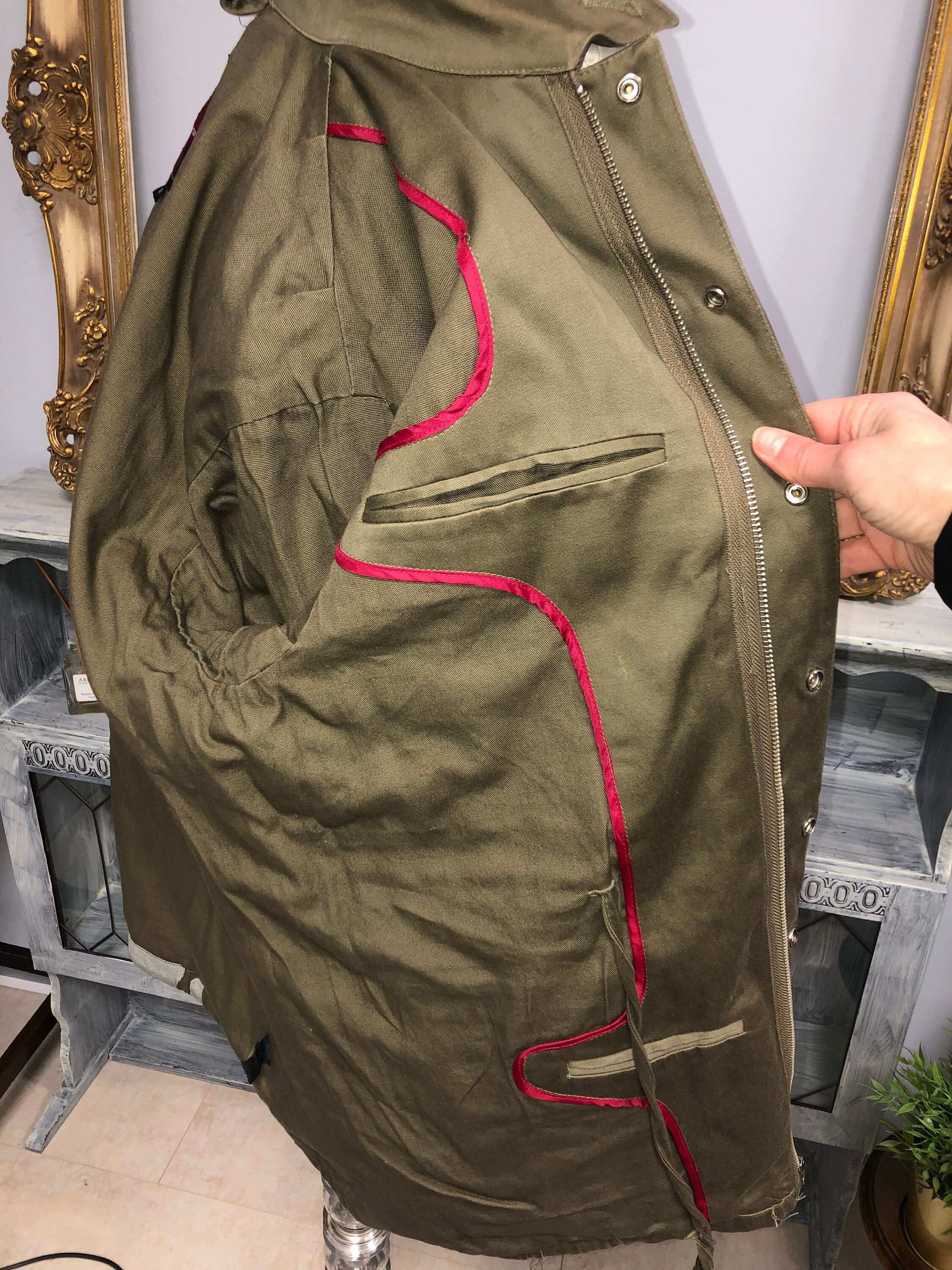 St Martins Coat Sz M Oversized Khaki Green Alternative Punk