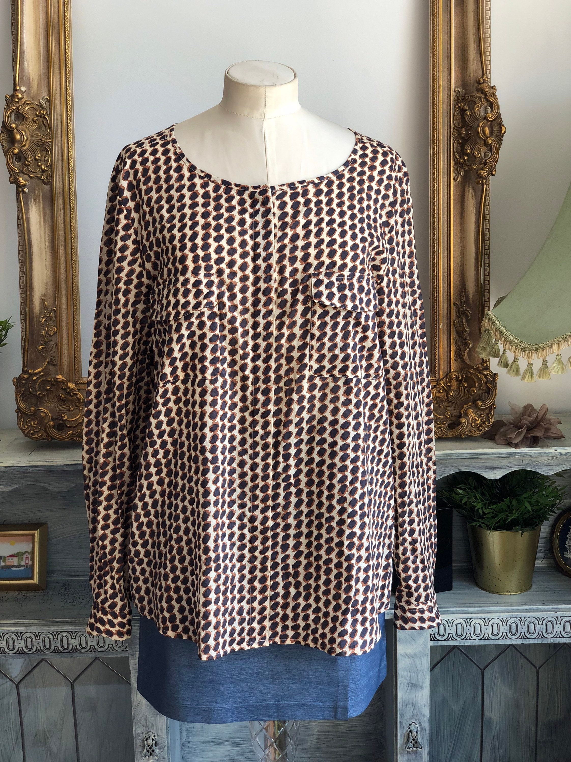 Novedad de estilo escandinavo Blusa NooM sz 42 L algodon marron punto semillas top tunica blusa cafe chocolate algodon suave Etsy Espana