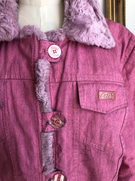 90s Vintage Pink Waxed Denim Effect Jacket Enita Sz M 90s Pink