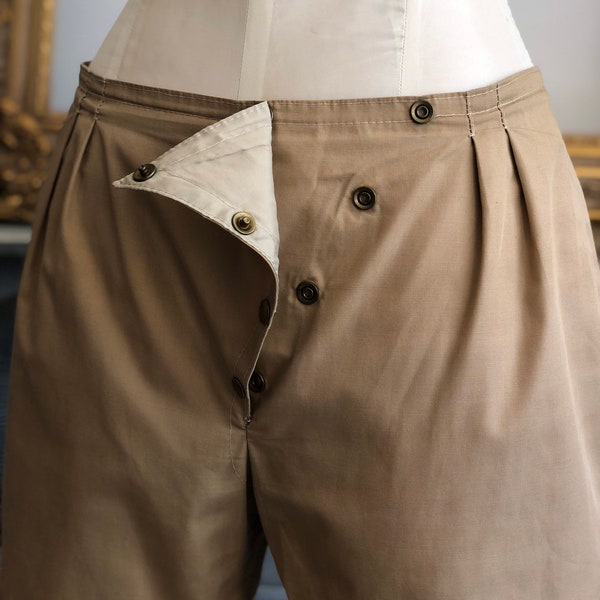 Pantalones cortos vintage de los años 90 hechos a mano, arte para usar, pantalones cortos beige camel, sz M, pantalones cortos llamativos