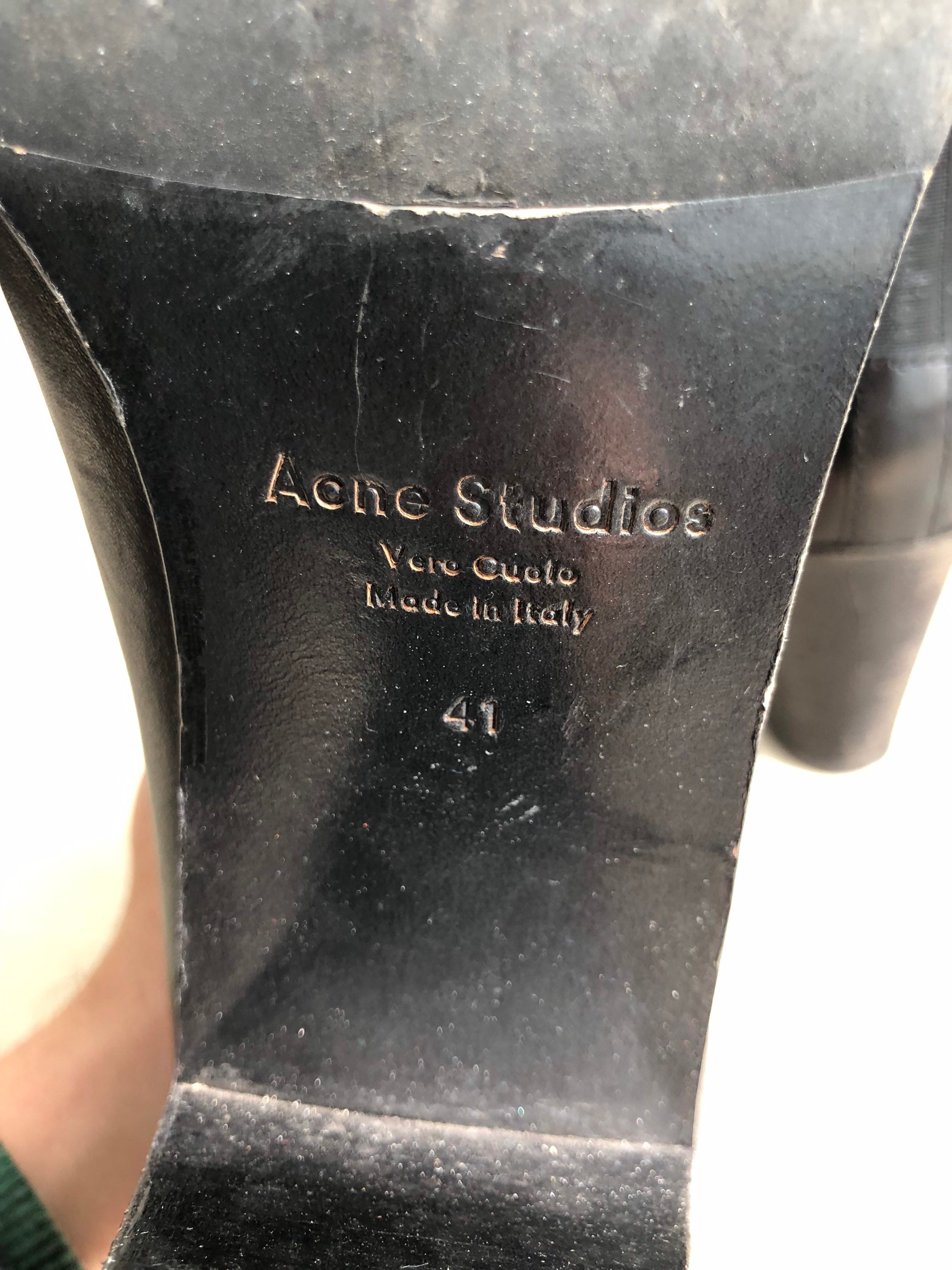 Pointed Toe Black Leather Ankle Boots ACNE STUDIO Size 41EU