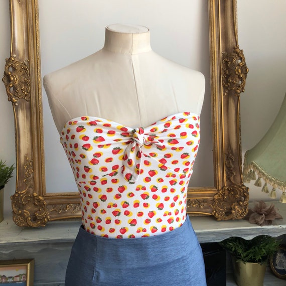 Buy 90s Vintage Crop Top Pimkie Sz M Strawberry Bustier Tube Top Corset  Stretch Online in India 