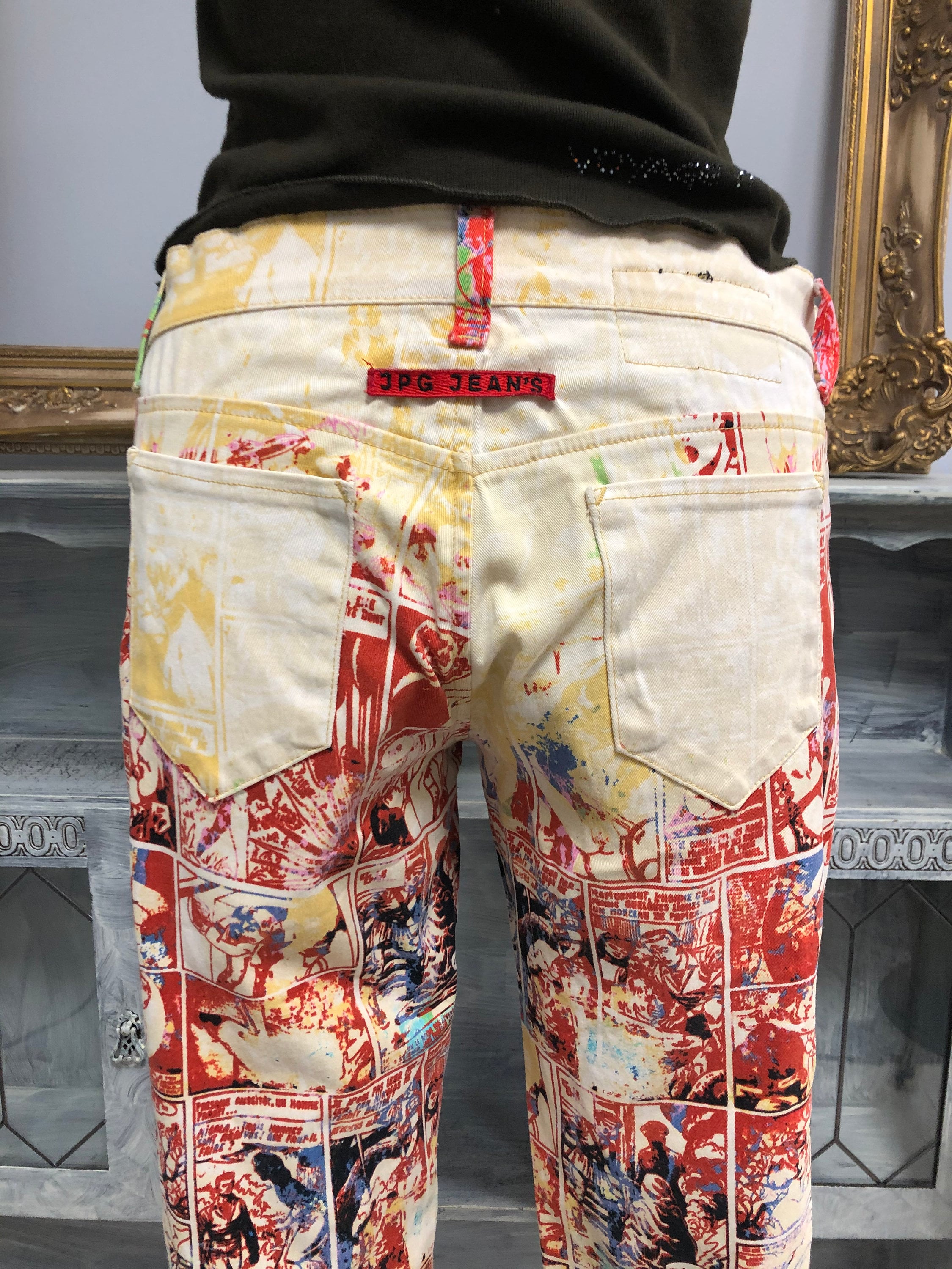 special!! Gaultier Jeans 転写 Print Denim Jean Paul Gaultier Tribal Print Jeans · 90s Gaultier Dragon