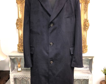 Men’s Eduard Dressler Navy Cashmere Overcoat Sz 33 Classic Formal Long Jacket Coat Plus Size Suit Coat