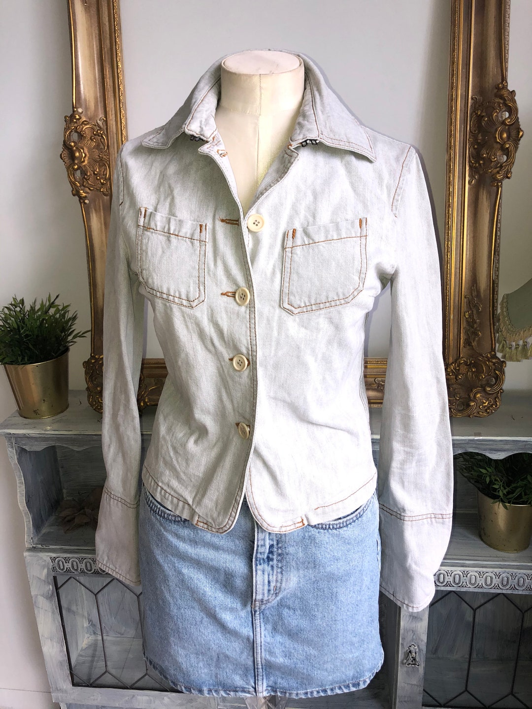 vintage DKNY denim baccing coat クリーニング済 Vintage 90s DKNY Jeans Denim Blue Jeans Jacket NYC HIP HOP