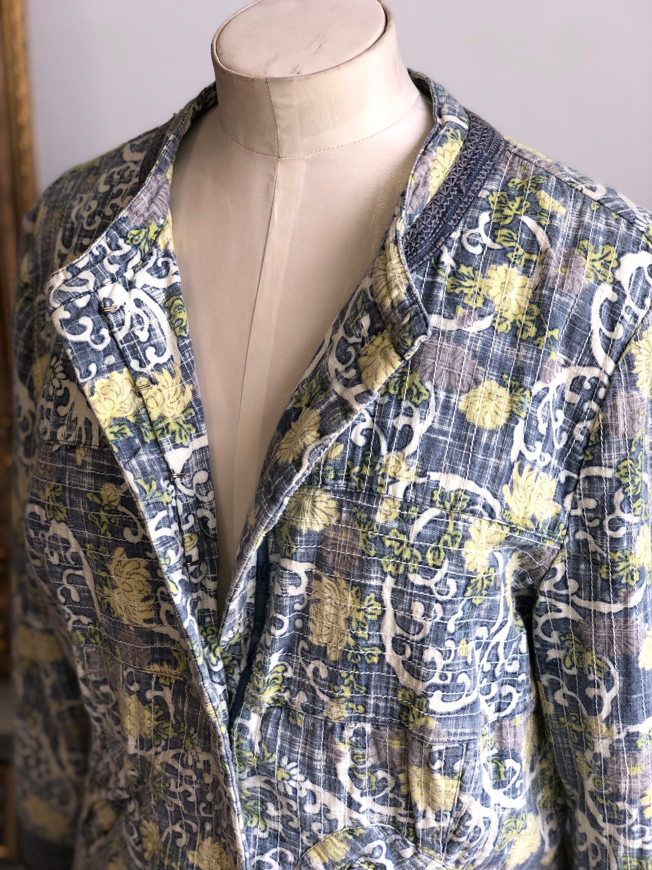 トップス NOA Noa Noa Quilted Blazer, Vintage Novelty Jacket Sz M Cottage