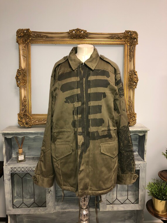 St Martins Coat Sz M Oversized Khaki Green Alternative Punk St Martins Coat Sz M Oversized Khaki Green Alternative Punk