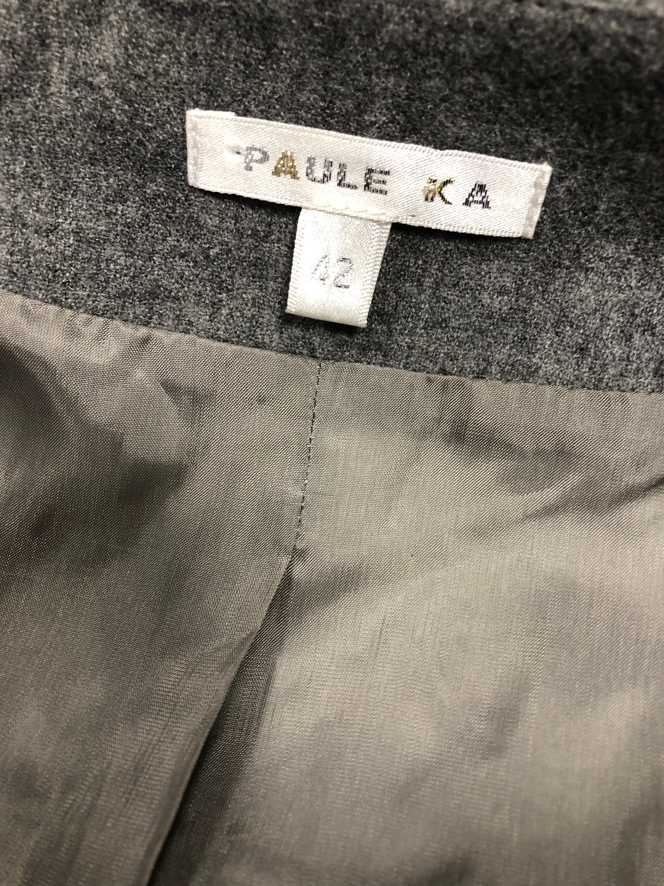 Paule Ka Skirt Suit Vintage Grey Fine Virgin Wool Skirt and