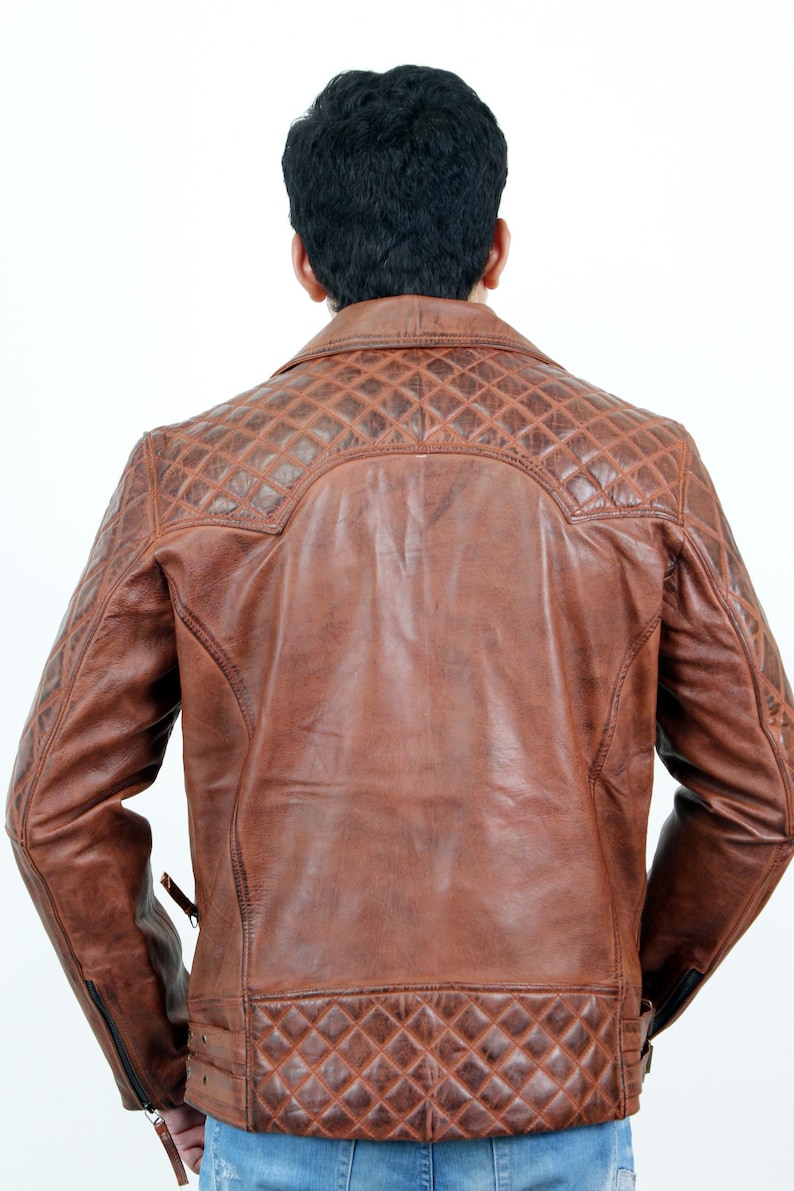 Jackherald Mens Choco Prime Leather Jacket|Handmade|Customized|Handcrafted|Premium Quality|Sheep Leather|Lambskin|Black|Biker Jacket|Fashion