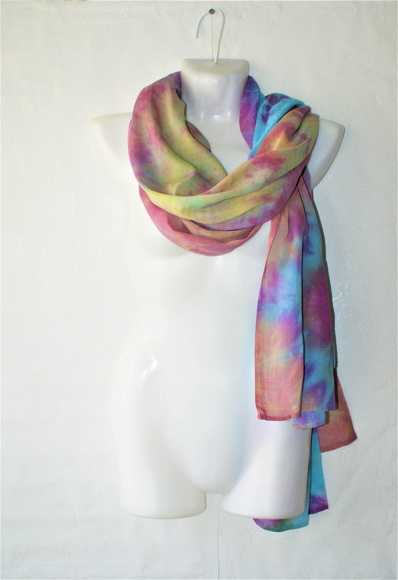 Tie dye cotton head scarf Blue Purple large scarf is hippie Etsy