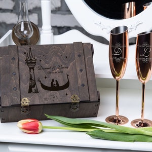 Champagne Glass and Cake Cutting Set Personalized Wedding Toasting Set Wedding Cake Knife Server Bride and Groom gifts  Anniversary Gifts