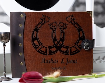 Personalized Leather Wedding Guest Book, Rustic Ranch Decor, cowboy wedding gift