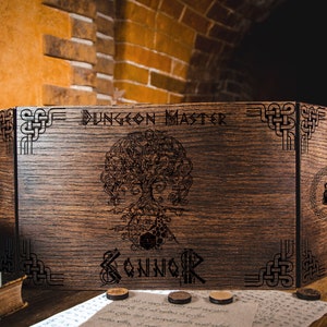 Screen for board rpg game fan gift - 47 - With your initials. Wooden Game Master Screen.