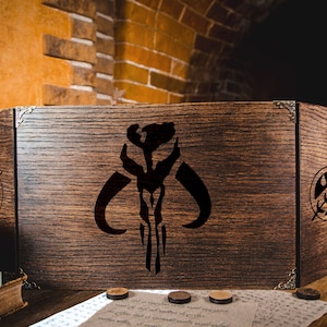 Wooden Screen for Role playing - 63 - Game Master Screen. Screen for board rpg game fan gift. Scary face.