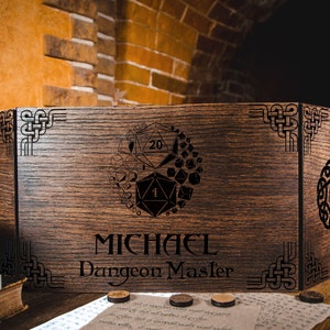 Magnetic Game Master Screen -Screen for board rpg game-Wooden Game Master Screen. Personalized DM gift Custom Screen-Cthulhu 48