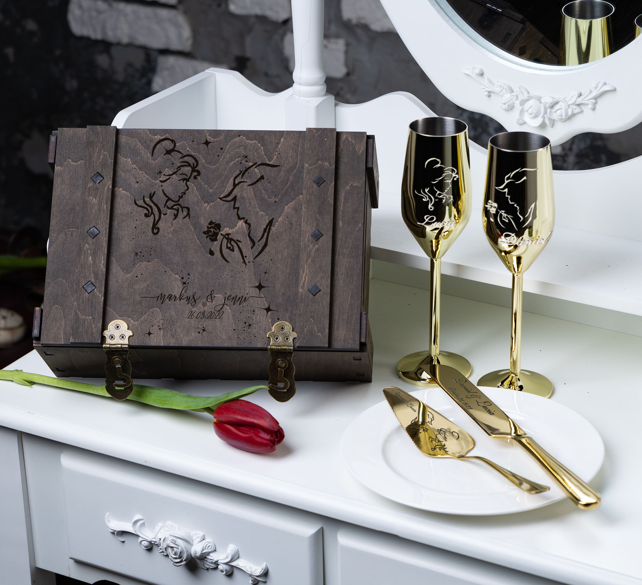 Beauty and the beast cake knife set best sale