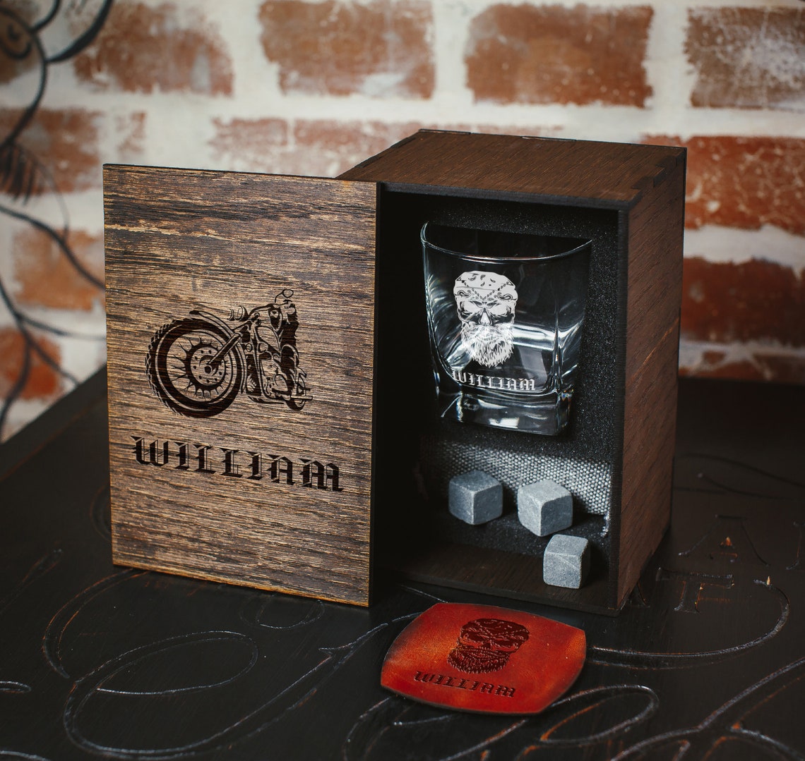 Biker Gift Set 81 Personalized Motorcycle Whiskey Gift Etsy
