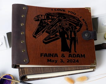 Personalized Leather Wedding Guest Book: Space Wedding Theme