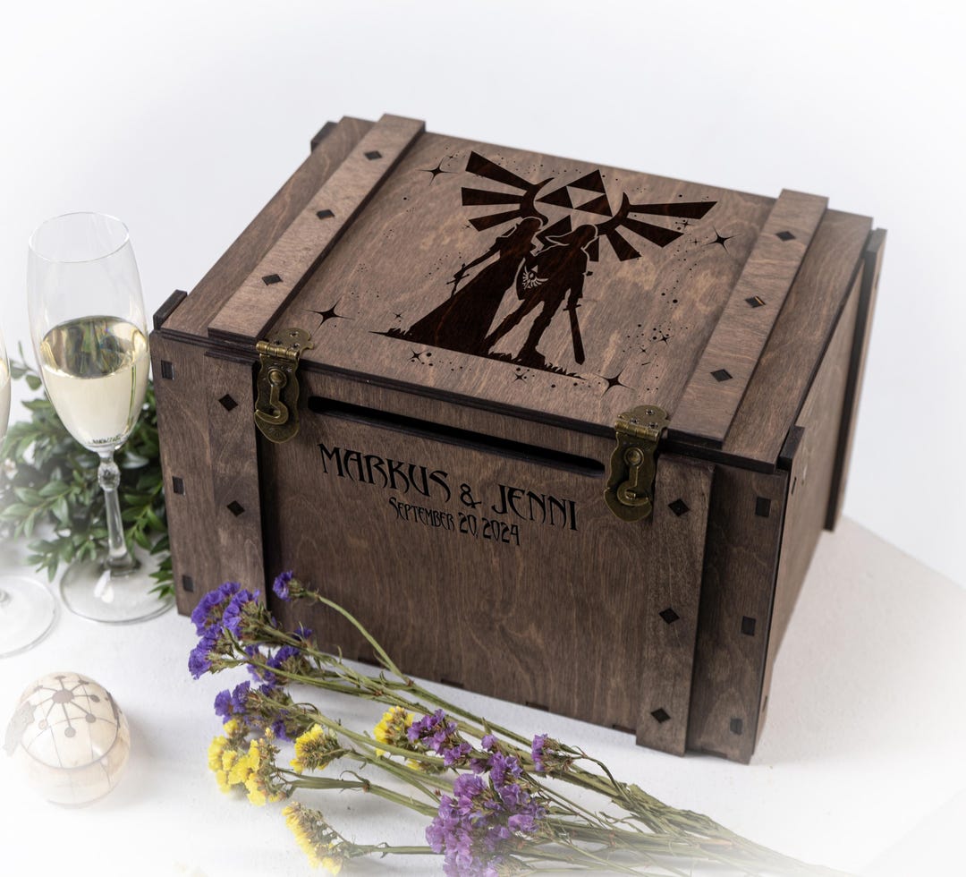 Personalized Wooden Wedding Card Box With Lock: Engraved Keepsake - Etsy