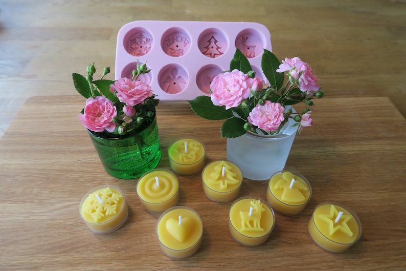 Silicone mold candle making make your own candles pour tea lights candle mold Christmas various motifs wedding guest gift mold image 4