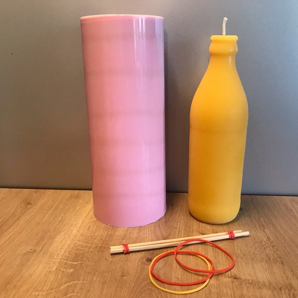 DIY Bougie Forme Pilier Bougie Bouteille de Bière Bougies Faites-vous Verser Bougie Moule Silicone Cire d’Abeille Bougie Moule Idée Cadeau