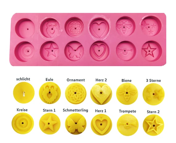 Silikonform Kerzenherstellung Kerzen selber machen Teelichter gießen Kerzenform Weihnachten verschiedene Motive Hochzeit Gastgeschenk Form
