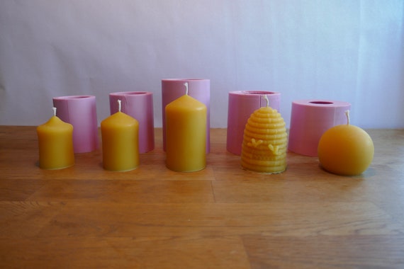 DIY Kerzenform Stumpenkerze Bienenkorb Biene Imker Kerzen selber machen gießen Kerzengießform Silikon Bienenwachs Candle mold Geschenkidee