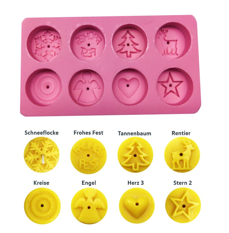 Silicone mold candle making make your own candles pour tea lights candle mold Christmas various motifs wedding guest gift mold image 1