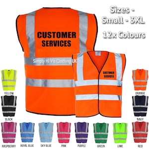 Customer Services  - Printed Hi Vis Vest Reflective Hi Viz Safety Vest / Waistcoat