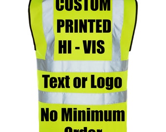 Custom / Personalised Printed Hi Vis Safety Vest, Hi Viz Waistcoat