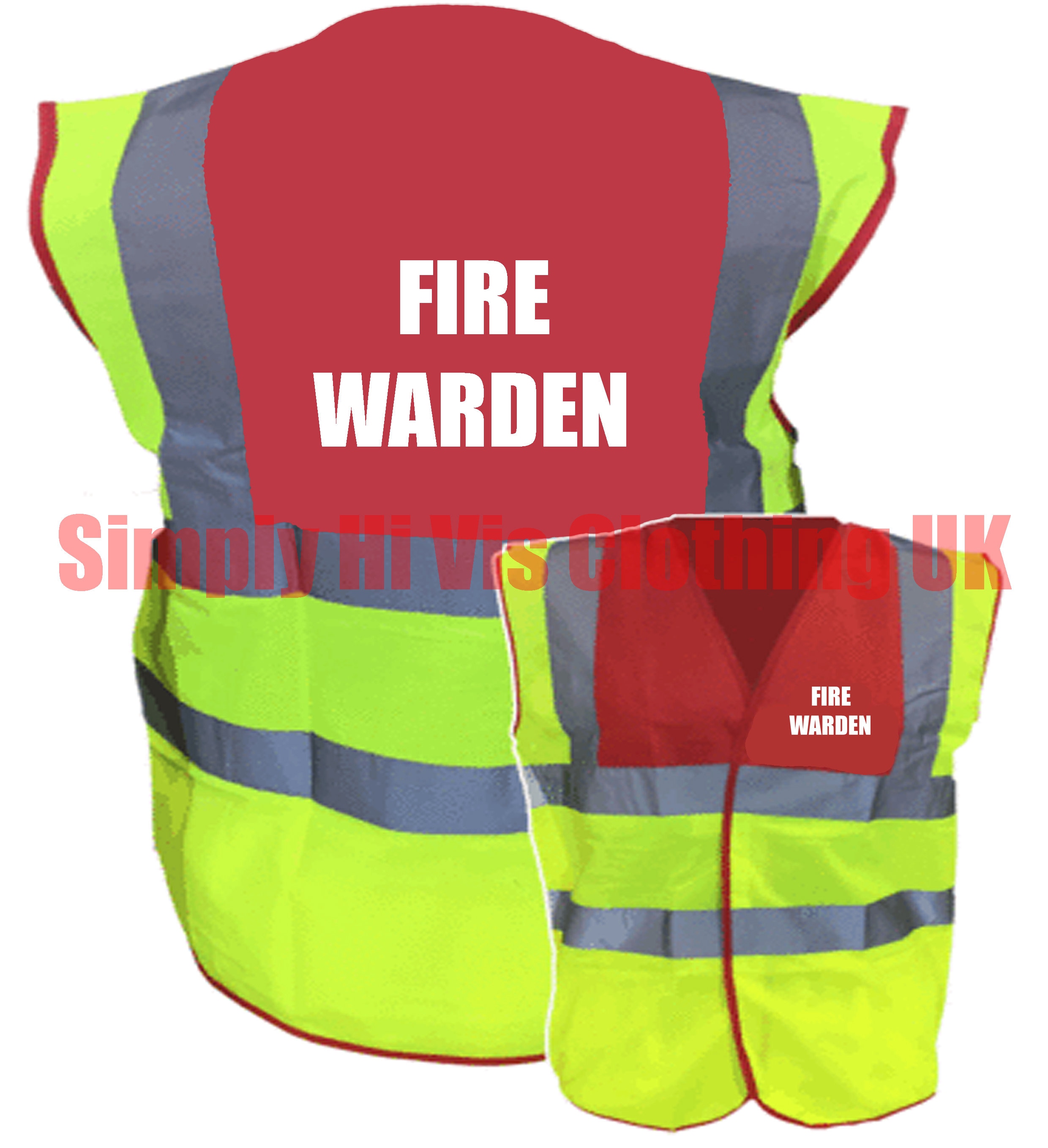 Fire Warden Printed Hi Vis Safety Vest Hi Viz Waistcoat Tabard Etsy Canada