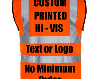 Bespoke Custom / Personalised Printed Logo Hi Vis Safety Vest, Hi Viz Waistcoat