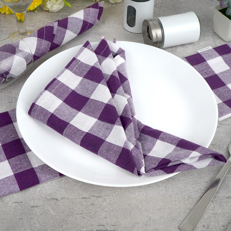 FINGERCRAFT Table Napkin Cloth Cotton Blend Fabric Buffalo Plaid