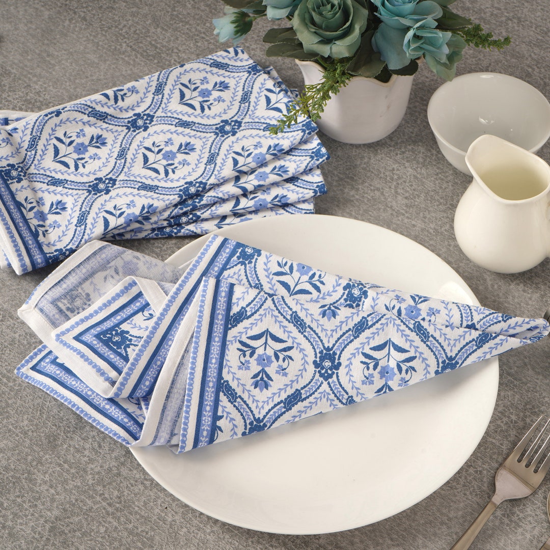 Assorted Napkins Set of 12 Cotton Linen Blend Printed Napkins Perfect for Parties Dinners
