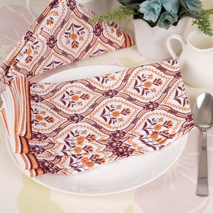 Blue cloth napkin Damask Print cotton linen blend dinner serviette napkin printed napkin cloth perfect for ceremony parties 20x20 Inches Damask Orange