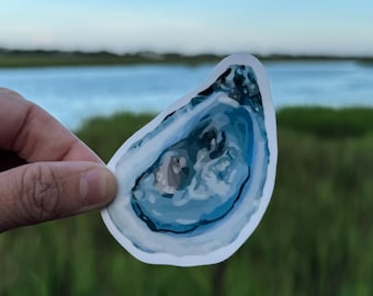 Pegatina de concha de ostra azul / Calcomanía costera resistente a la intemperie