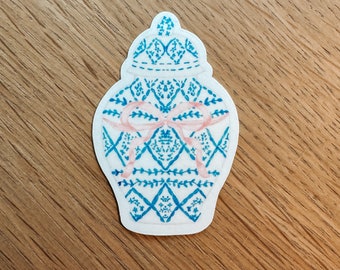 Ginger Jar Bow Sticker | Weatherproof Grandmillennial Decal