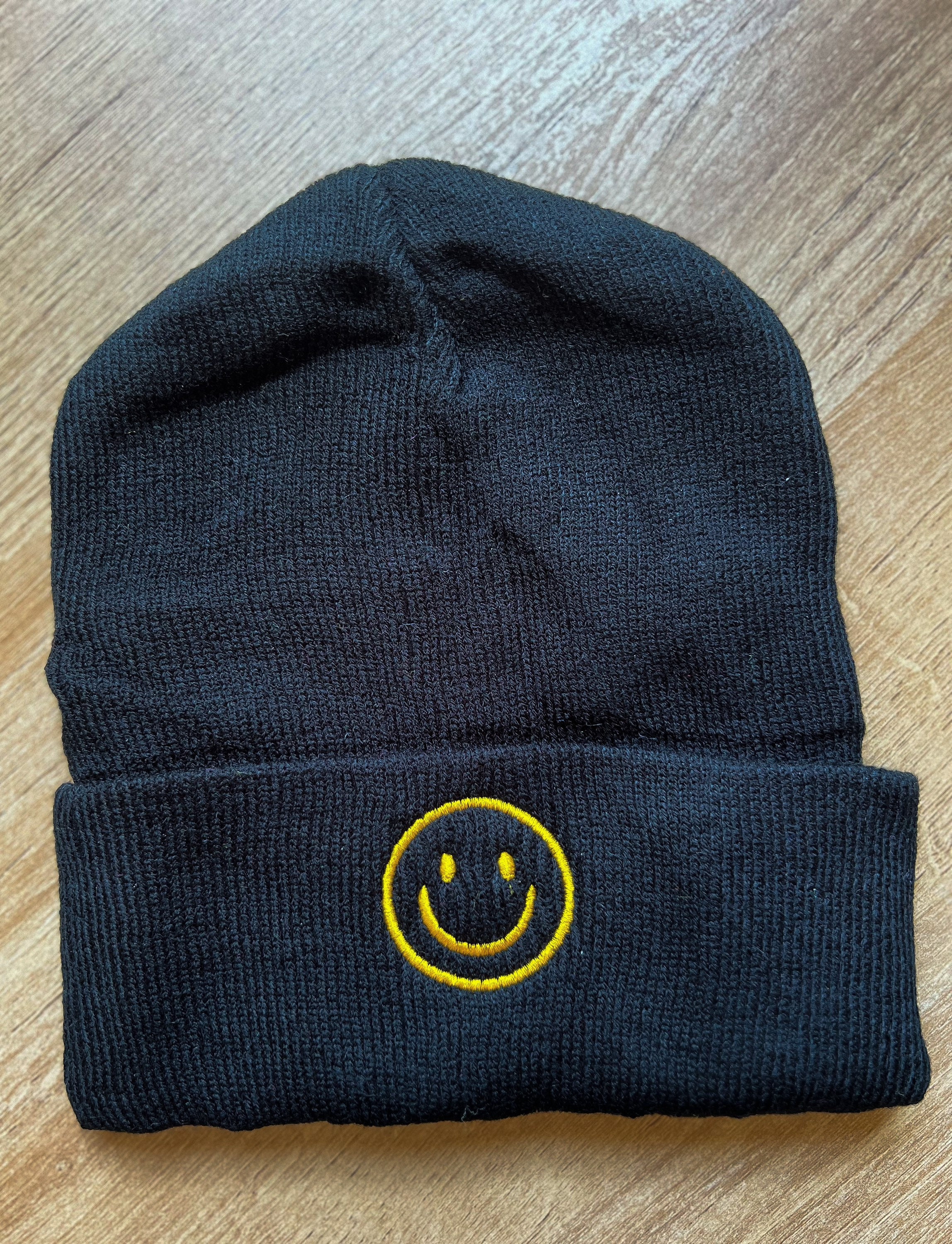 Embroidered Smiley Face Beanie | Smiley Face Toboggan 