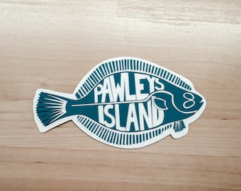 Pawleys Island Flounder Sticker | Weatherproof Laptop Decal