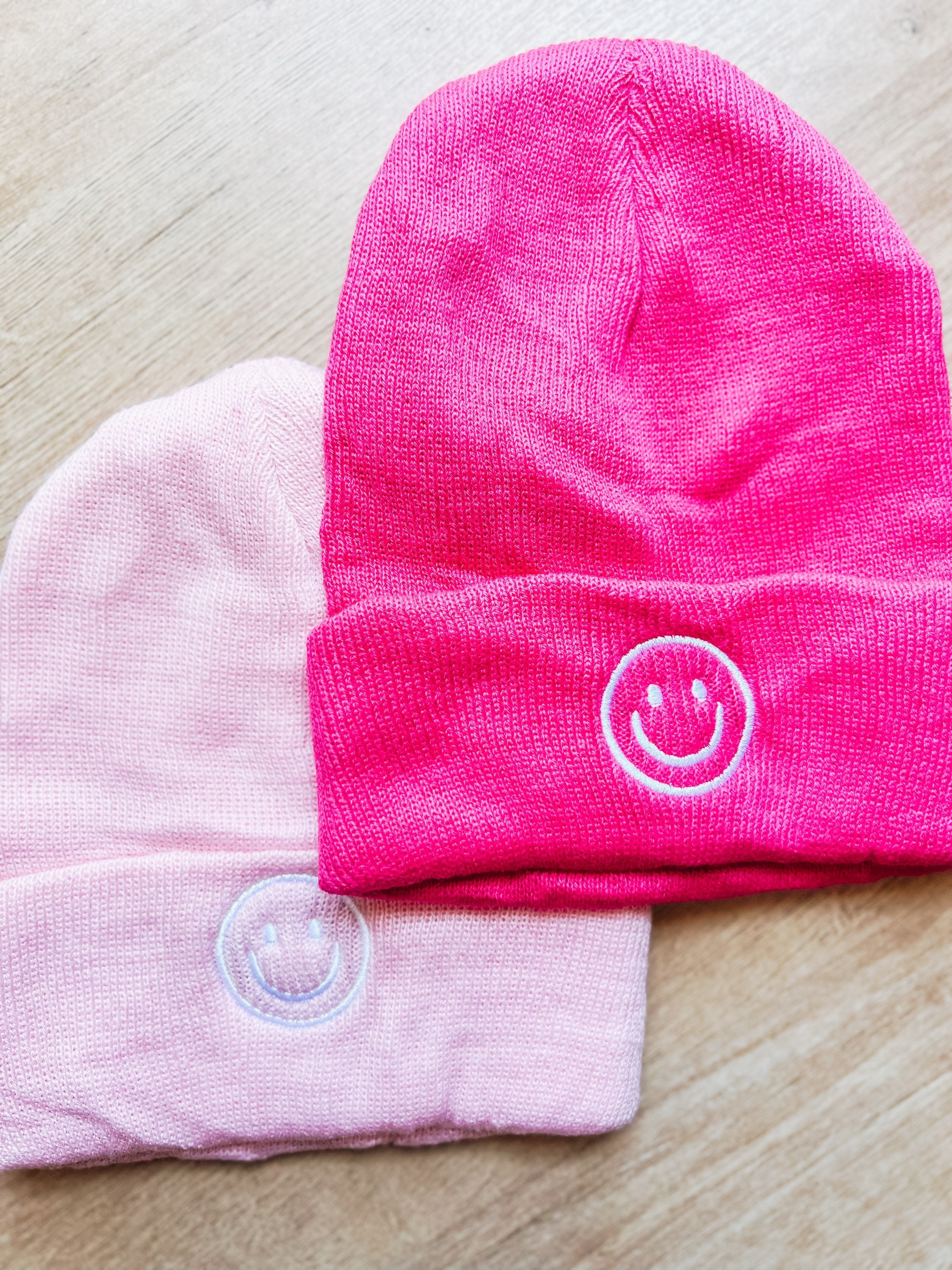 Embroidered Smiley Face Beanie | Smiley Face Toboggan 