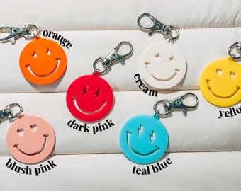 Acrylic Smiley Face Keychain | Laser Cut, Happy Charm