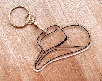 Llavero con sombrero de vaquera / Accesorio acrílico para coche de estilo western