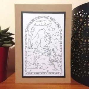 Handmade Spiritual Greetings Card "The Unlikely Friends" - Octopus Original Art Print